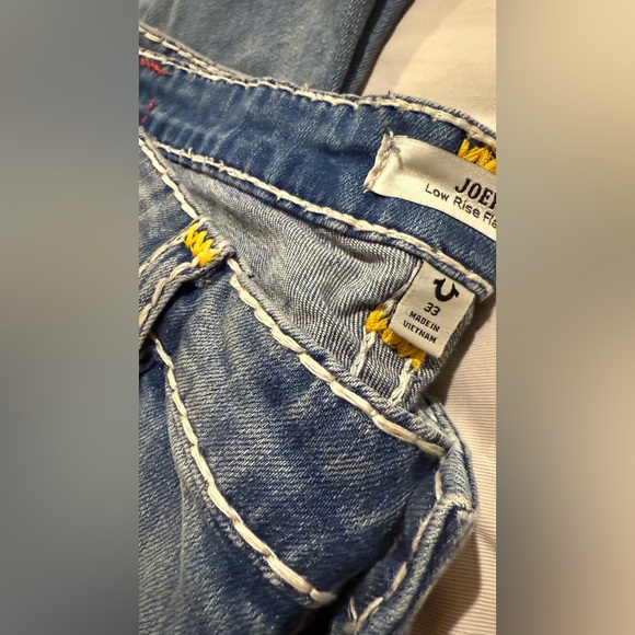 True Religion Women's Flare Jeans with White and Yellow Stitching - Picture 4 of 5